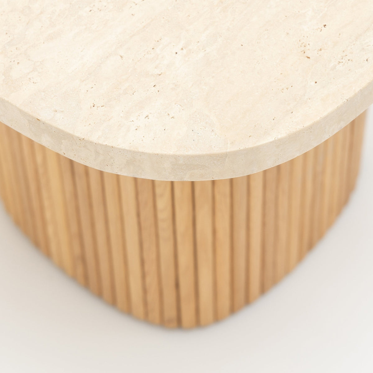 Gion Coffee Table 55 - Light Oak & Travertine