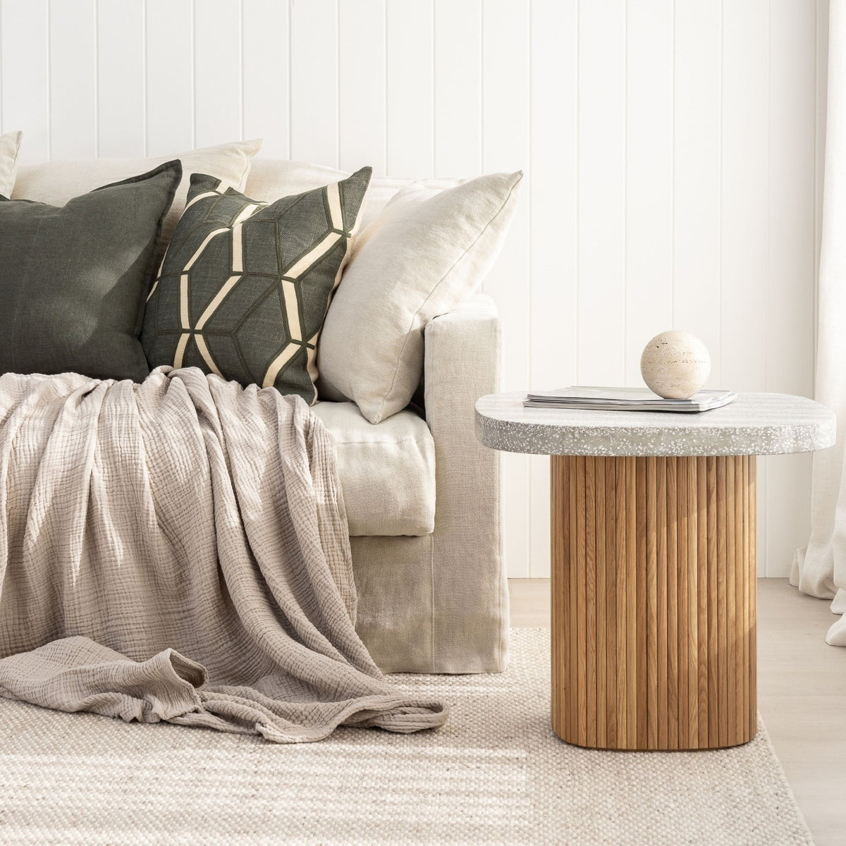 Gion Coffee Table 55 - Light Oak & Warm Grey - Side Tables Tolv Loom Collection Dubai