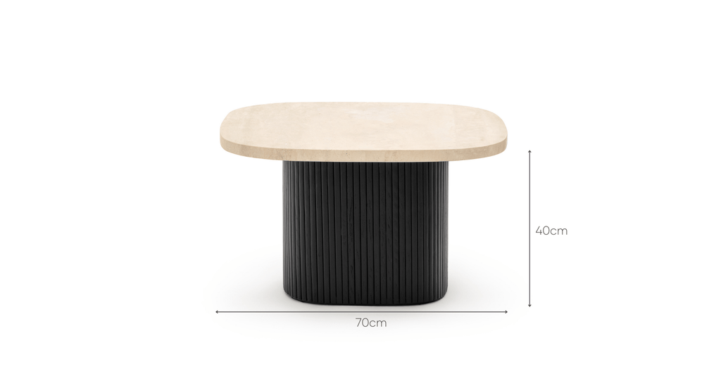 Gion Coffee Table 70 - Black Oak & Travertine - Loom Collection