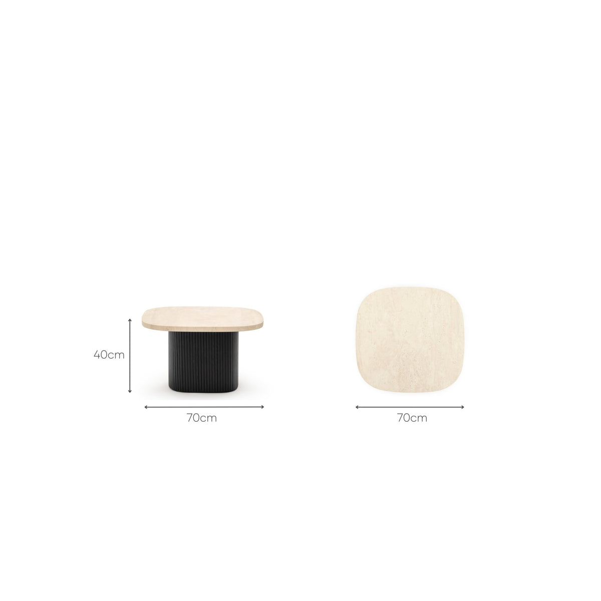 Gion Coffee Table 70 - Black Oak & Travertine - Coffee Tables Tolv Loom Collection Dubai