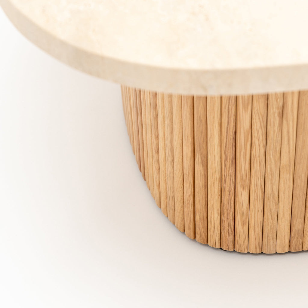 Gion Coffee Table 70 - Light Oak & Travertine - Coffee Tables Tolv Loom Collection Dubai