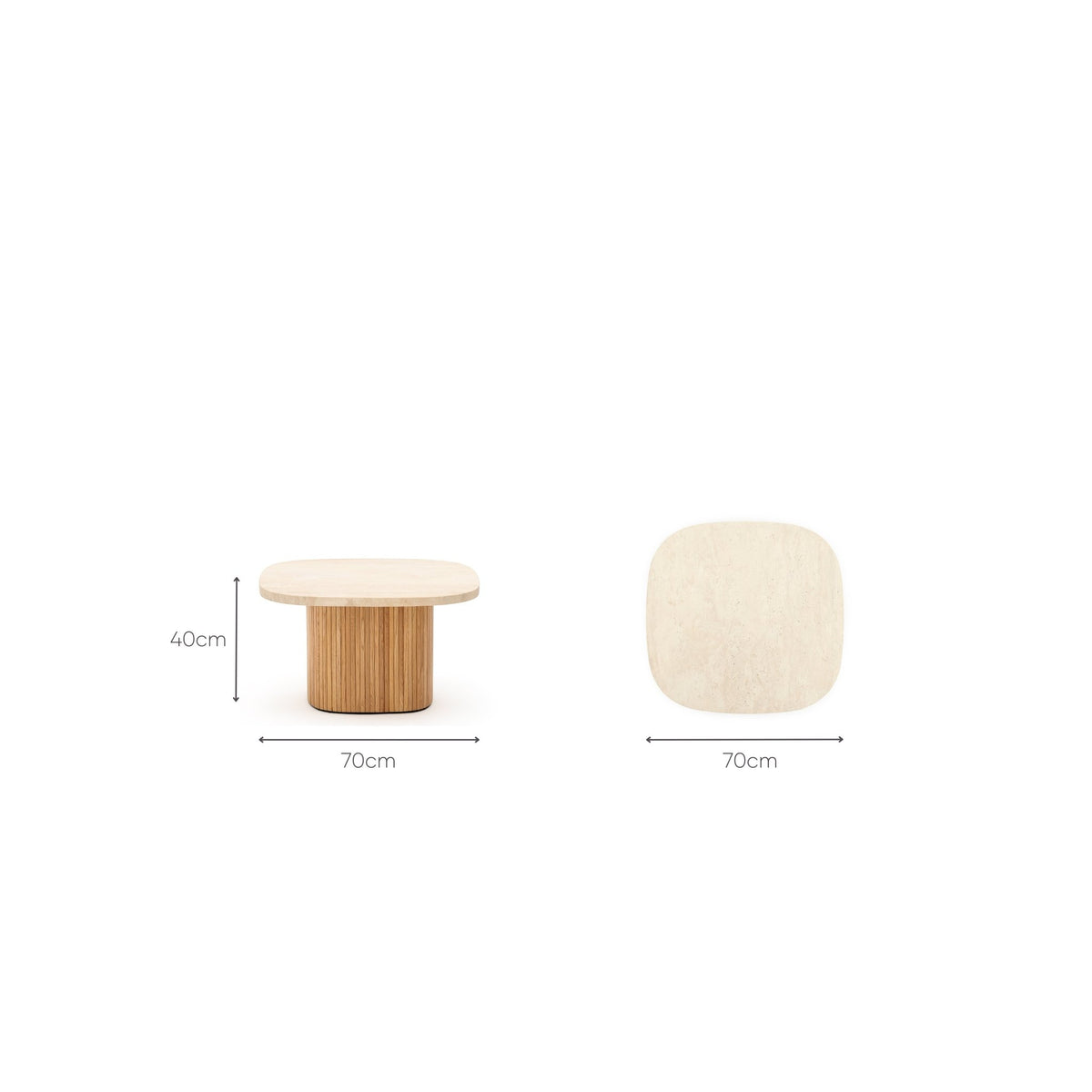 Gion Coffee Table 70 - Light Oak & Travertine - Coffee Tables Tolv Loom Collection Dubai