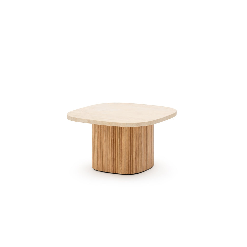 Gion Coffee Table 70 - Light Oak & Travertine - Coffee Tables Tolv Loom Collection Dubai