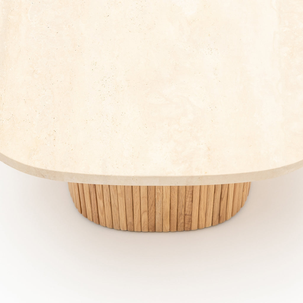 Gion Coffee Table 70 - Light Oak & Travertine - Coffee Tables Tolv Loom Collection Dubai