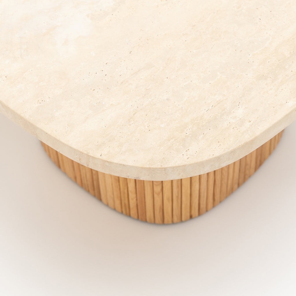 Gion Coffee Table 70 - Light Oak & Travertine - Coffee Tables Tolv Loom Collection Dubai