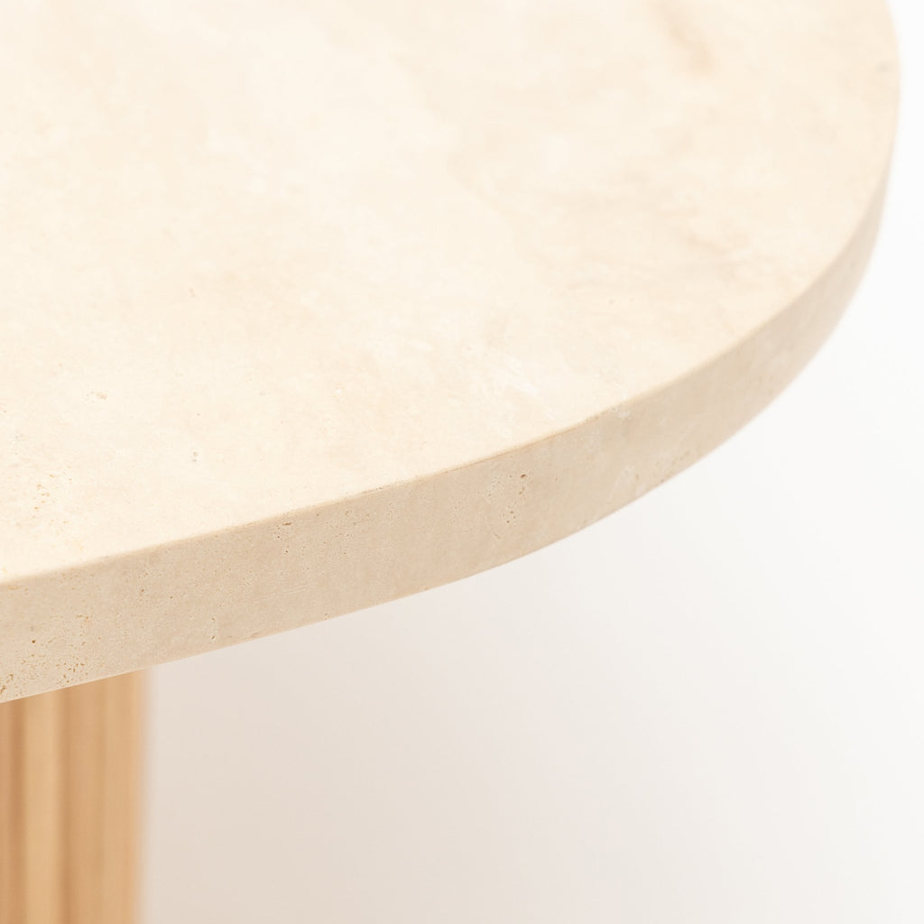 Gion Coffee Table 70 - Light Oak & Travertine - Coffee Tables Tolv Loom Collection Dubai