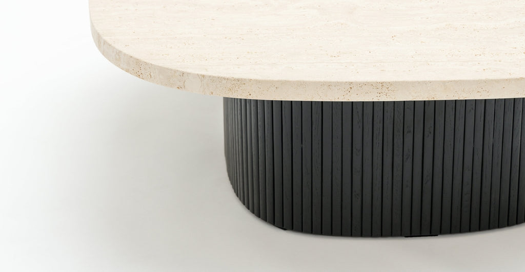 Gion Coffee Table 95 - Black Oak & Travertine.