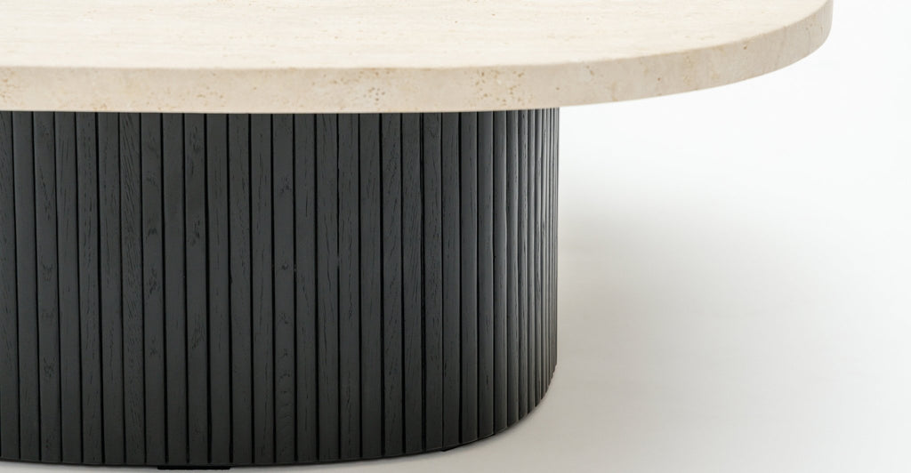 Gion Coffee Table 95 - Black Oak & Travertine.