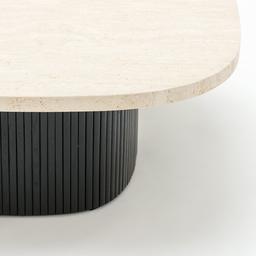 Gion Coffee Table 95 - Black Oak & Travertine