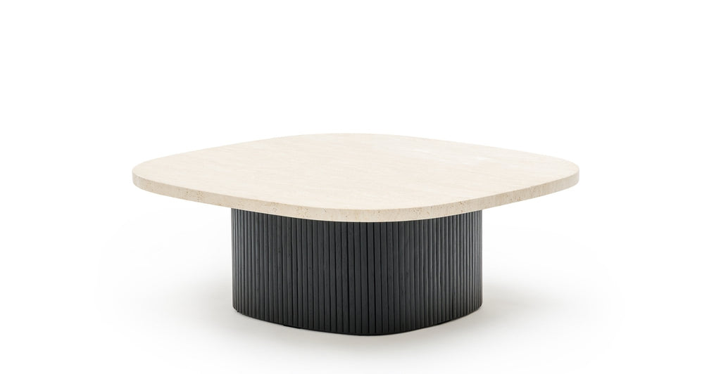 Gion Coffee Table 95 - Black Oak & Travertine.