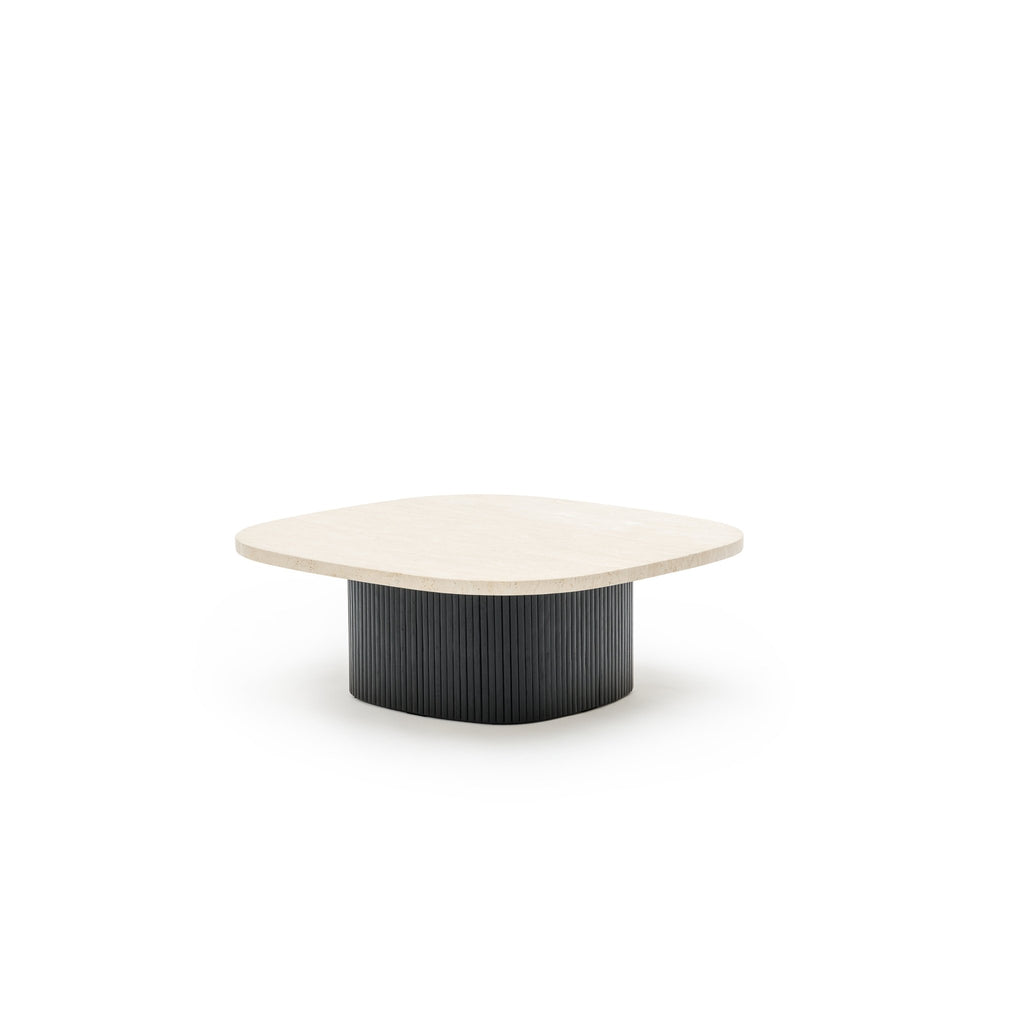 Gion Coffee Table 95 - Black Oak & Travertine