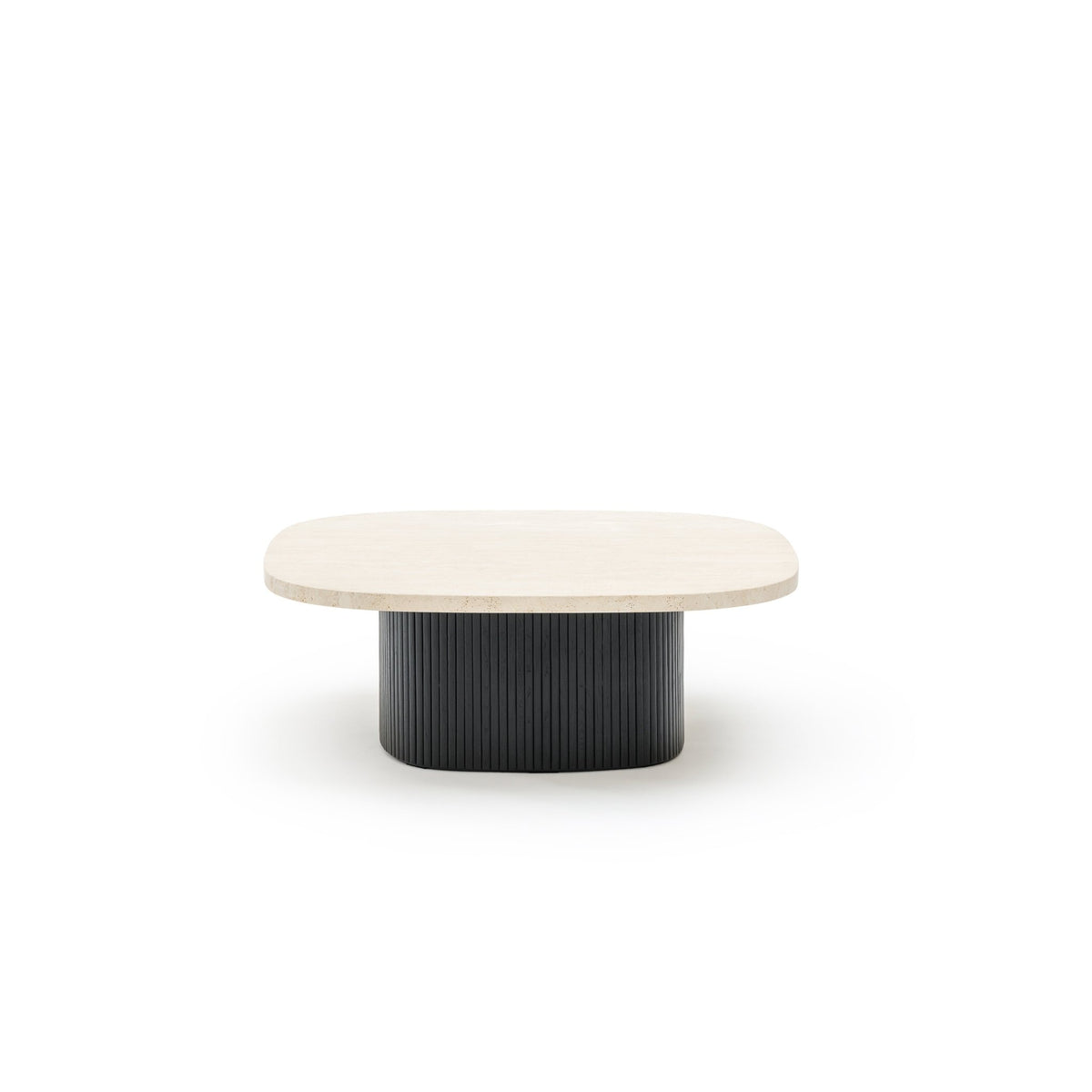 Gion Coffee Table 95 - Black Oak & Travertine
