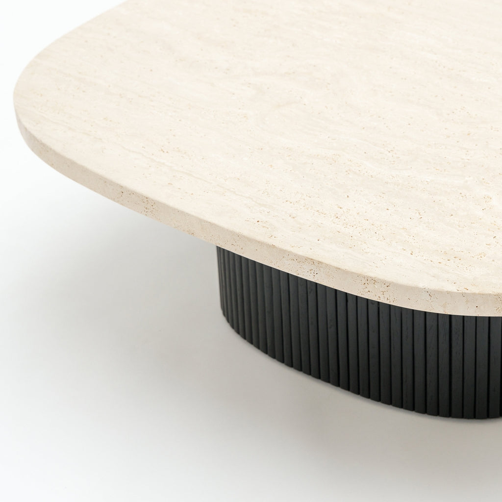 Gion Coffee Table 95 - Black Oak & Travertine