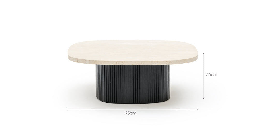 Gion Coffee Table 95 - Black Oak & Travertine.