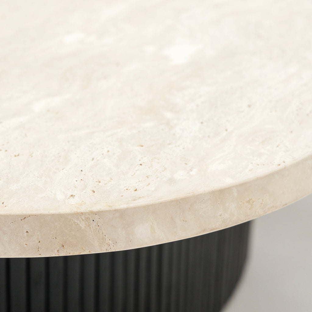 Gion Coffee Table 95 - Black Oak & Travertine