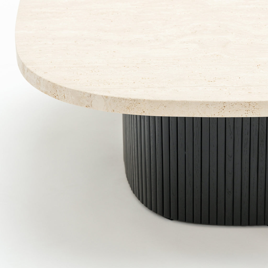 Gion Coffee Table 95 - Black Oak & Travertine