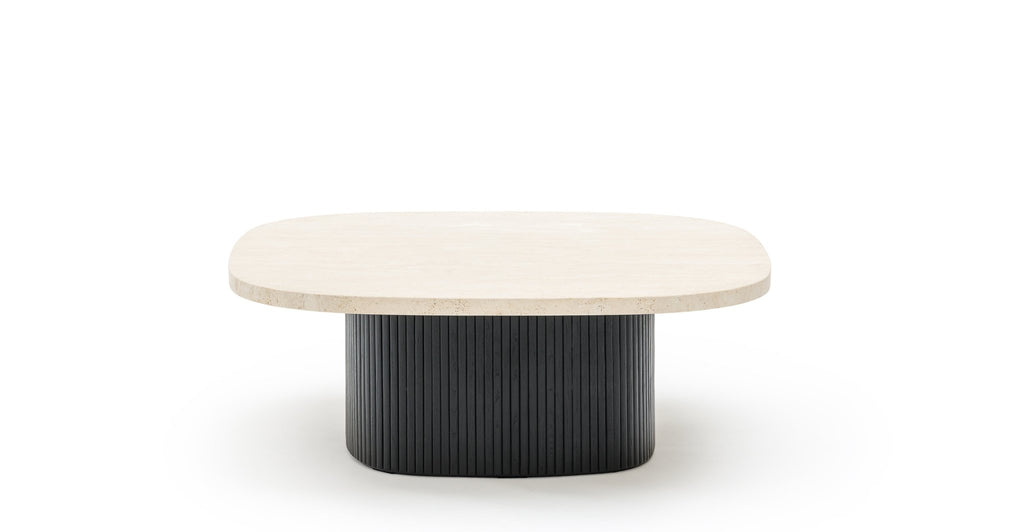 Gion Coffee Table 95 - Black Oak & Travertine.