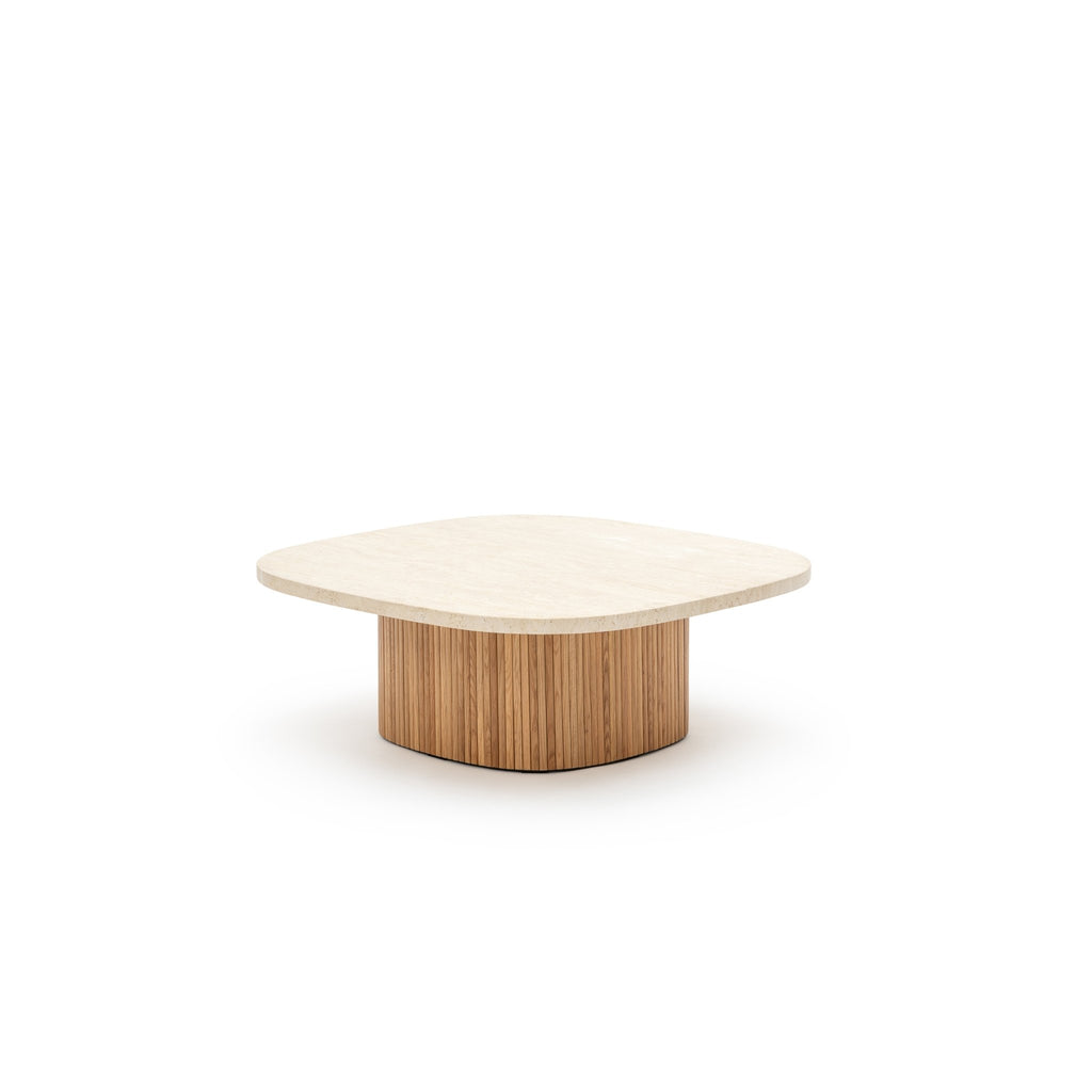 Gion Coffee Table 95 - Light Oak & Travertine - Coffee Tables Tolv Loom Collection Dubai
