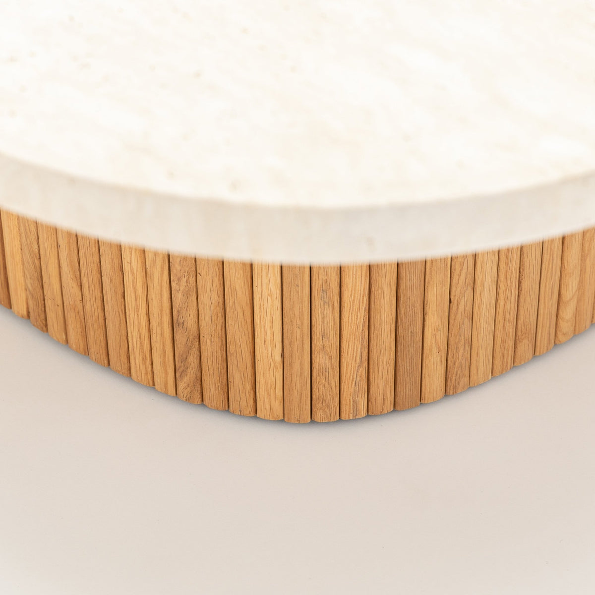 Gion Coffee Table 95 - Light Oak & Travertine - Coffee Tables Tolv Loom Collection Dubai