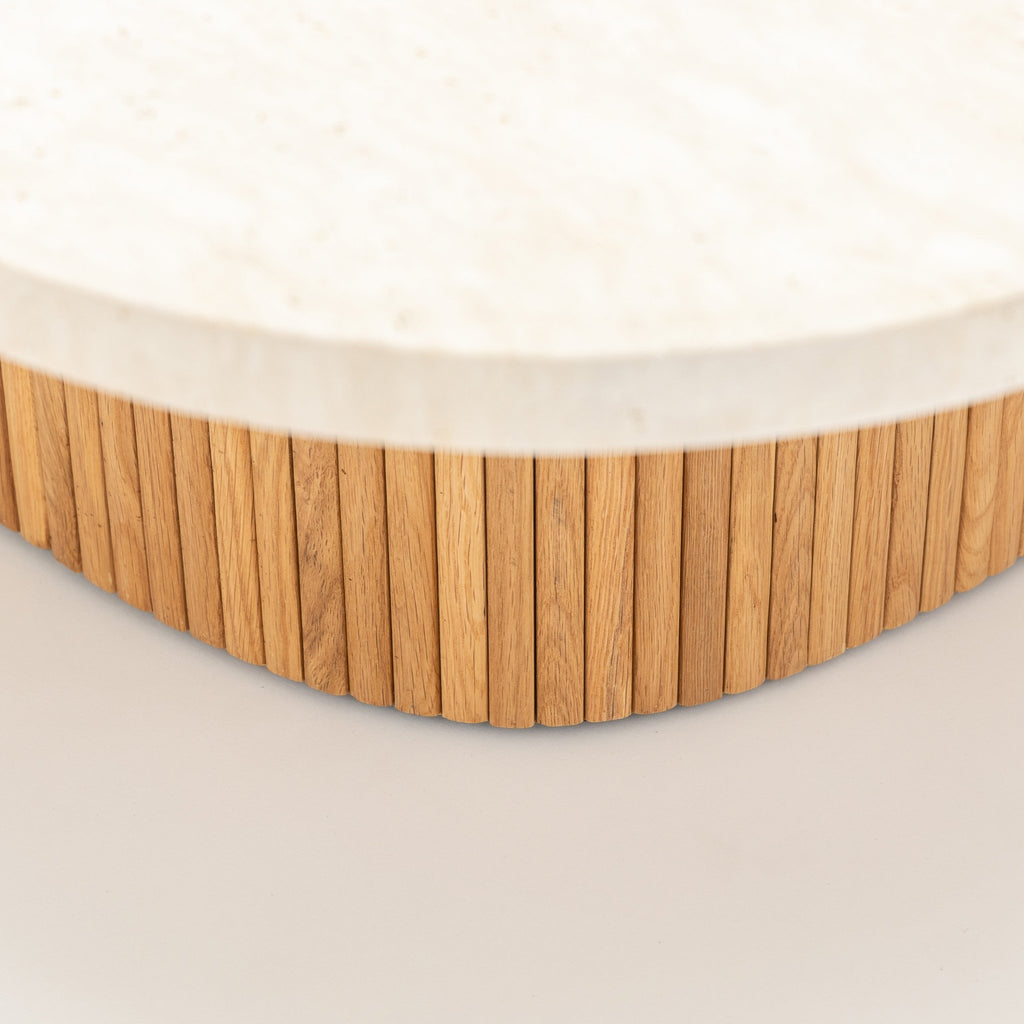 Gion Coffee Table 95 - Light Oak & Travertine - Coffee Tables Tolv Loom Collection Dubai