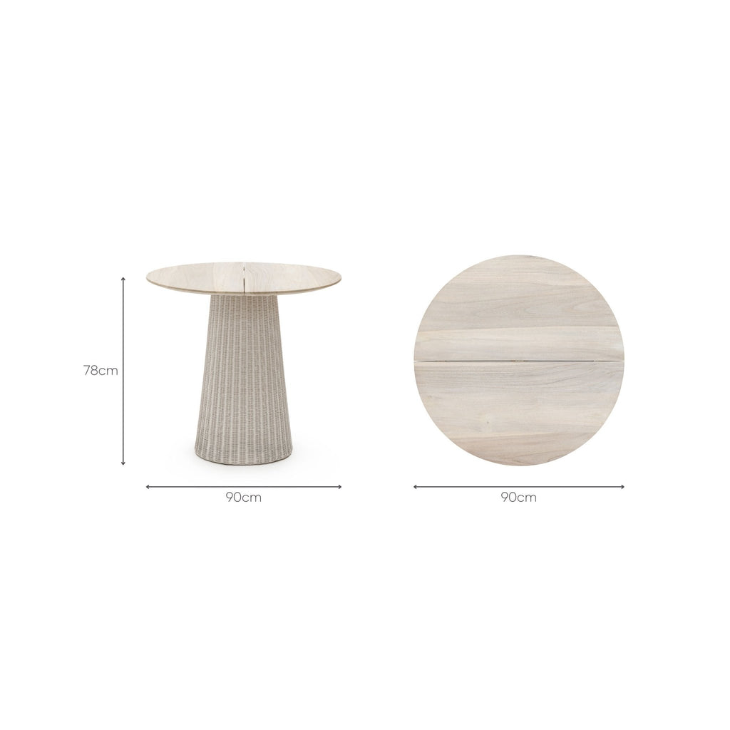 Girona Bistro Table - Aged Teak & Chalk - Round Dining Tables Loom Collection Loom Collection Dubai