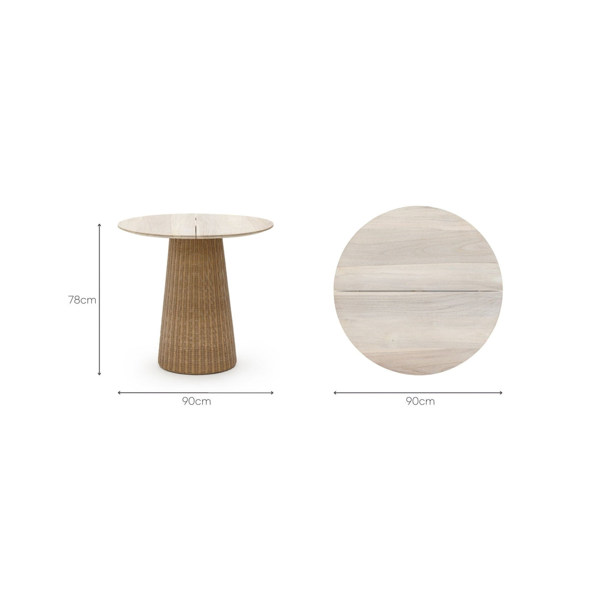 Girona Bistro Table - Aged Teak & Natural - Round Dining Tables Loom Collection Loom Collection Dubai