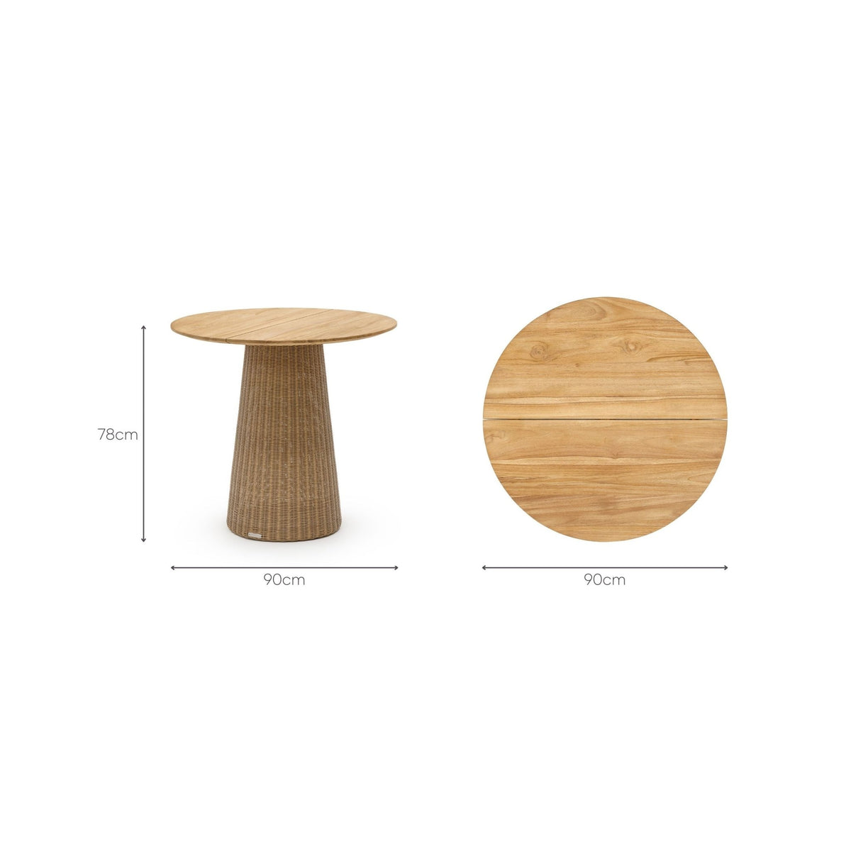 Girona Bistro Table - Honey & Natural - Round Dining Tables Loom Collection Loom Collection Dubai