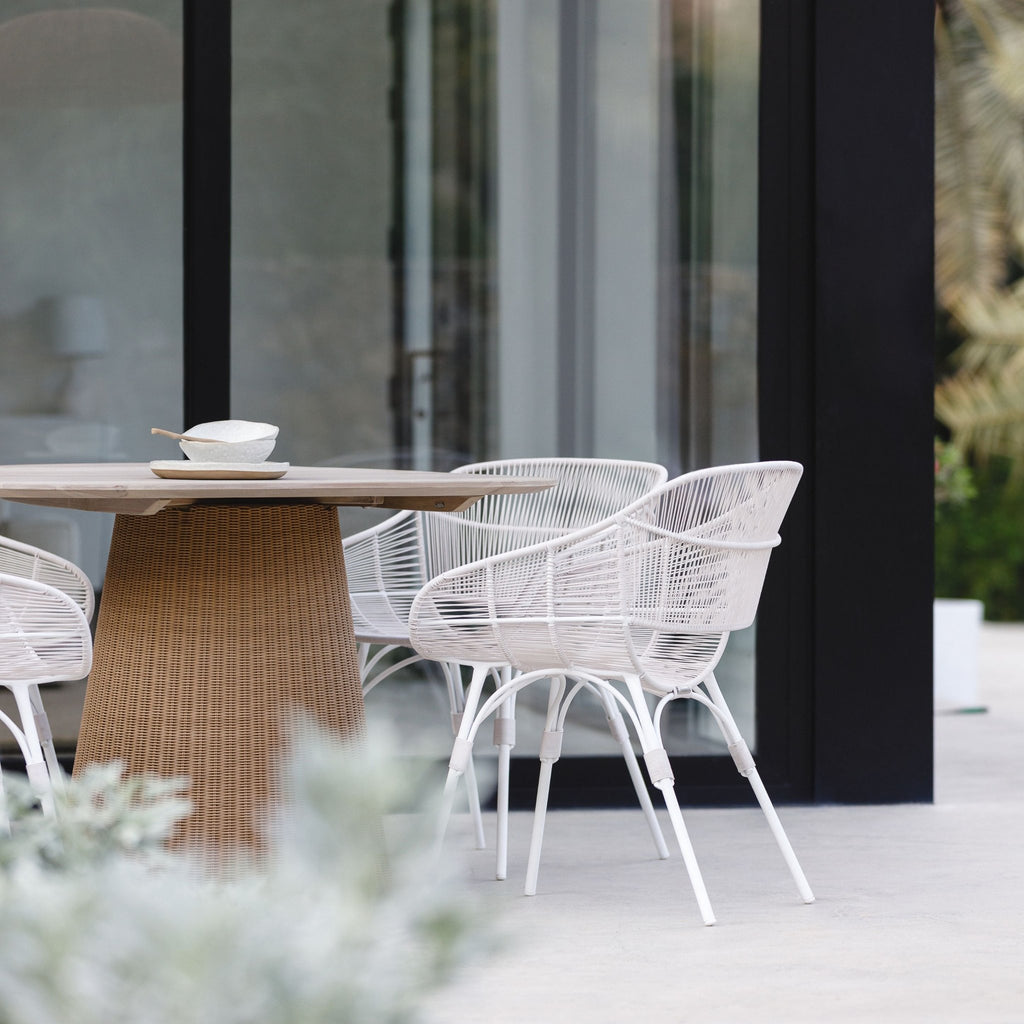 Girona Dining Table - Age Teak & Natural - Round Dining Tables Loom Collection Loom Collection Dubai