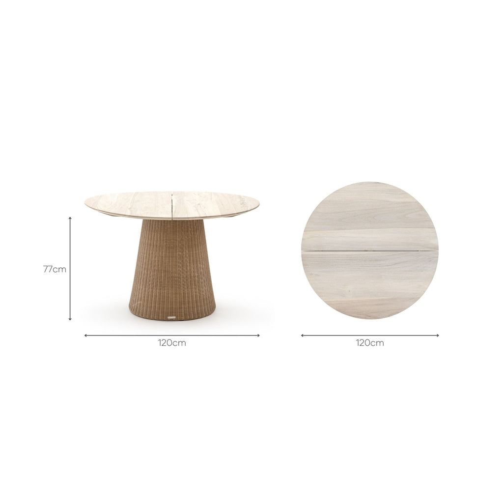 Girona Dining Table - Age Teak & Natural - Round Dining Tables Loom Collection Loom Collection Dubai