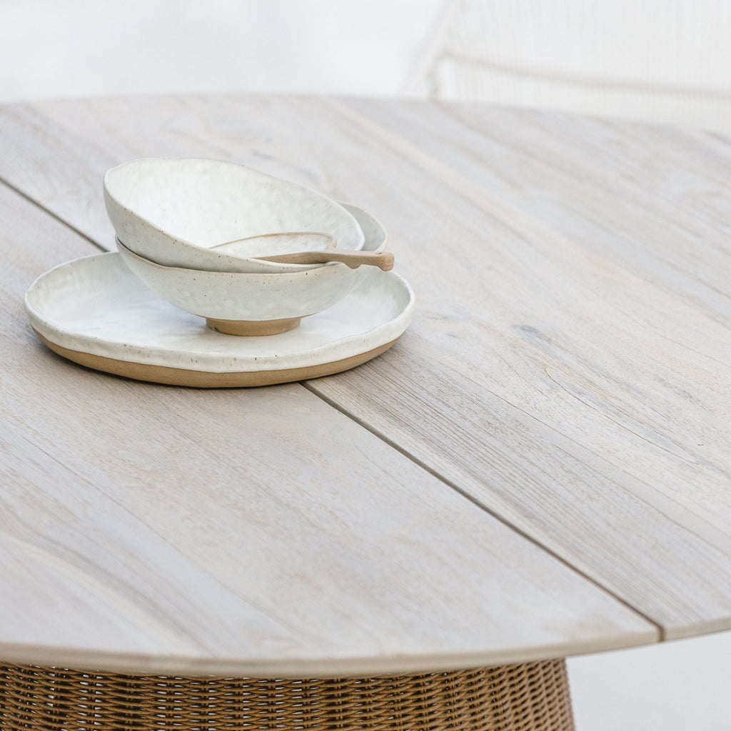Girona Dining Table - Age Teak & Natural - Round Dining Tables Loom Collection Loom Collection Dubai