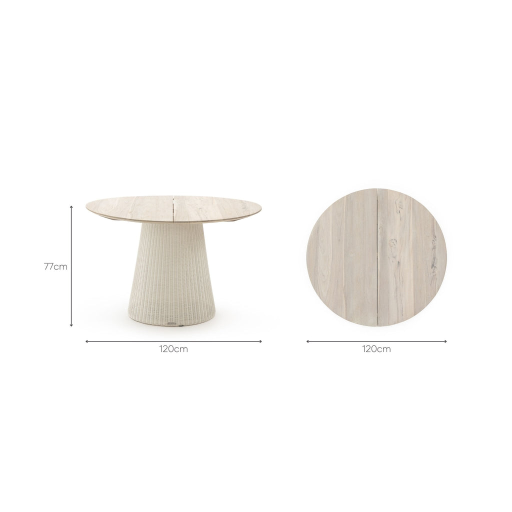 Girona Dining Table - Age Teak & Stonewhite - Round Dining Tables Loom Collection Loom Collection Dubai