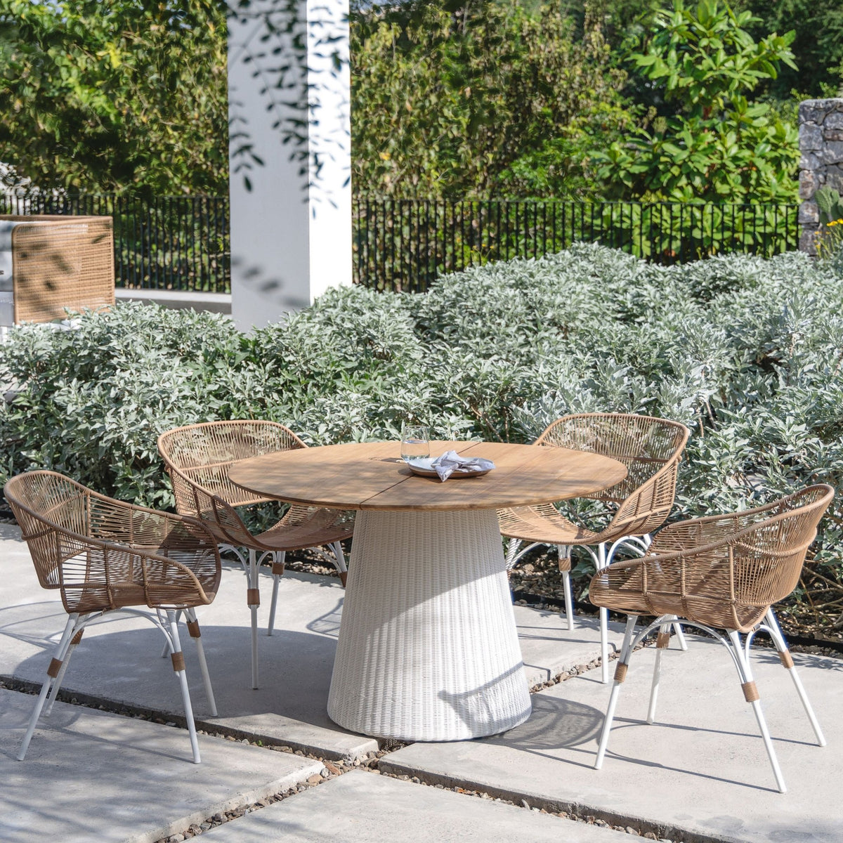 Girona Dining Table - Honey & Stonewhite - Round Dining Tables Loom Collection Loom Collection Dubai