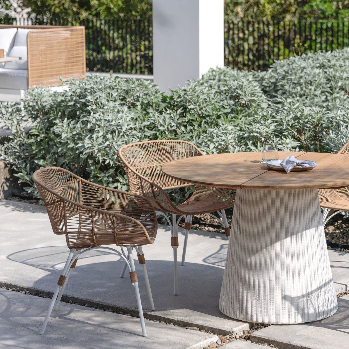 Girona Dining Table - Honey & Stonewhite - Round Dining Tables Loom Collection Loom Collection Dubai
