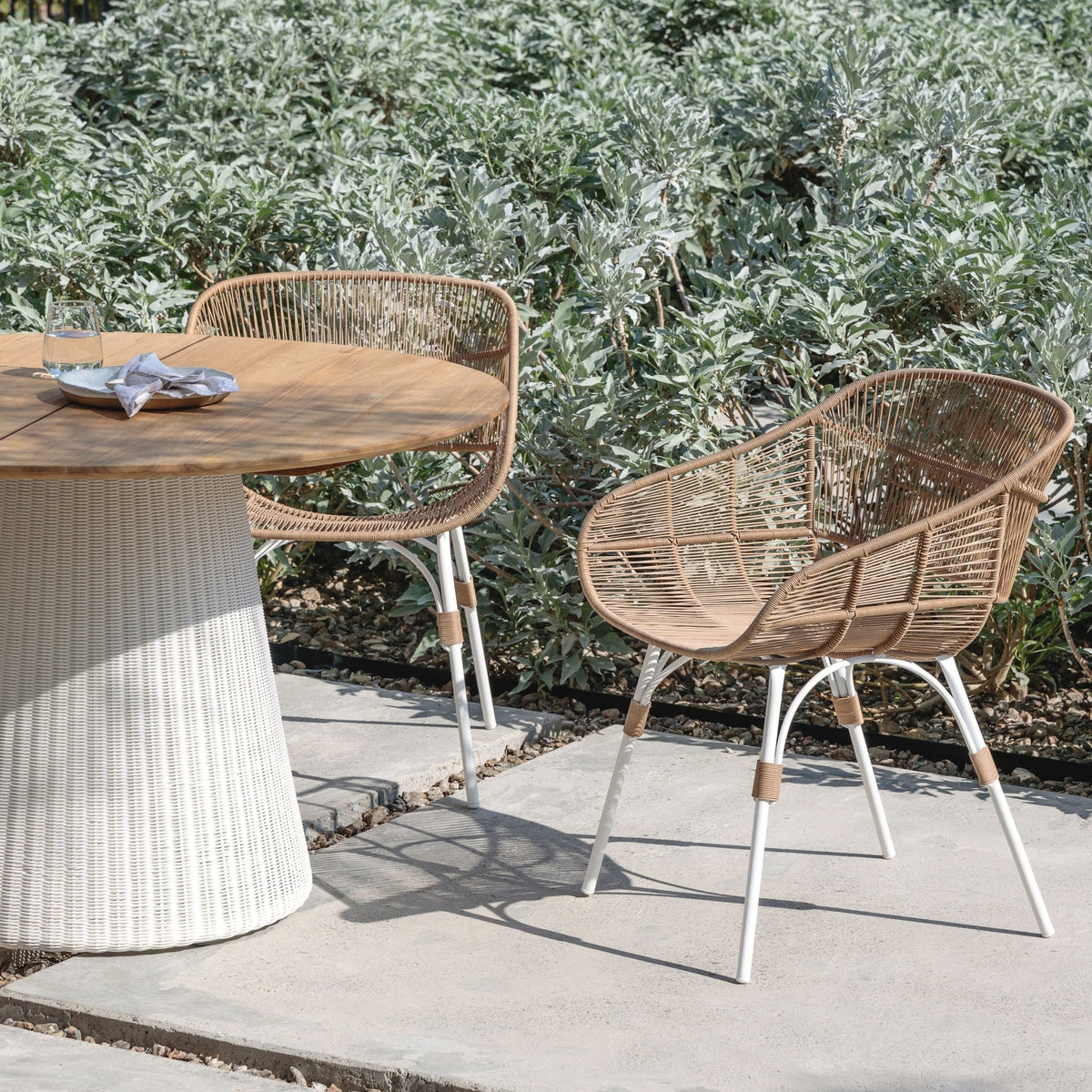 Girona Dining Table - Honey & Stonewhite - Round Dining Tables Loom Collection Loom Collection Dubai