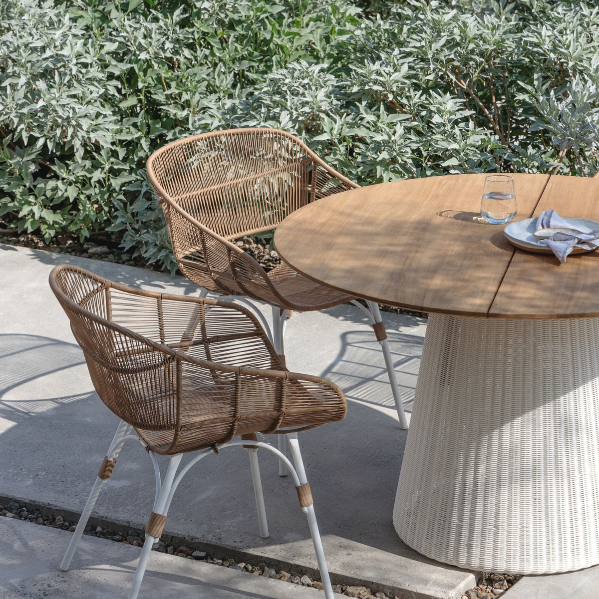 Girona Dining Table - Honey & Stonewhite - Round Dining Tables Loom Collection Loom Collection Dubai