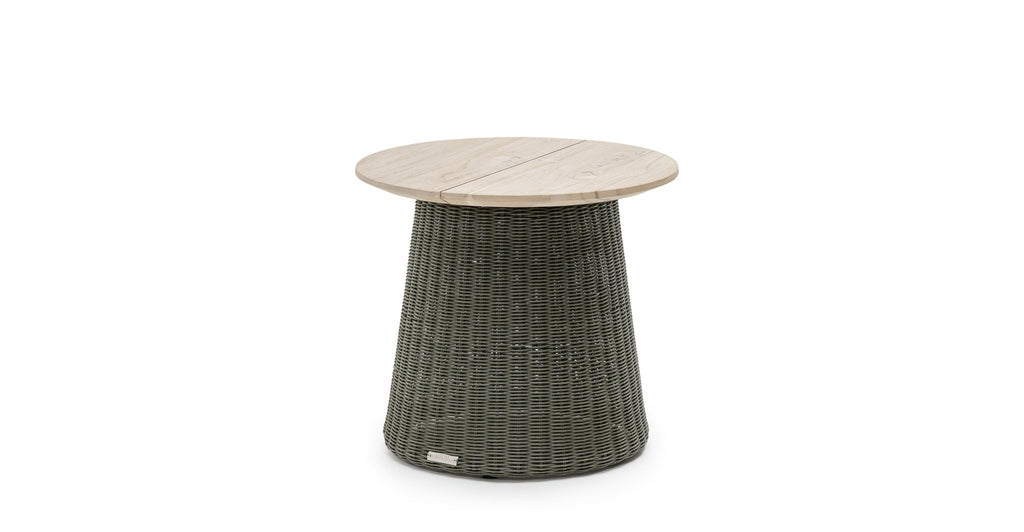 Girona Side Table - Aged Teak & Moss.