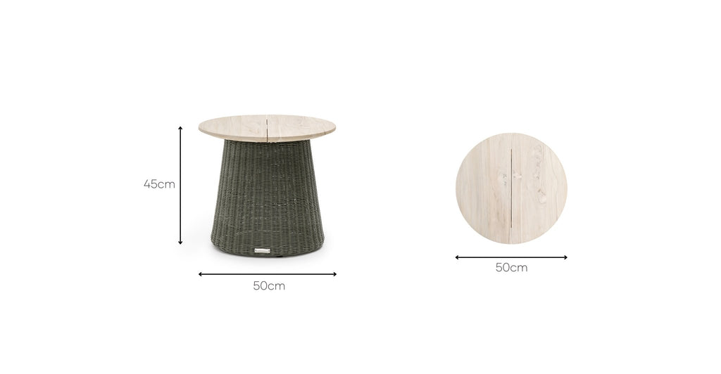 Girona Side Table - Aged Teak & Moss.