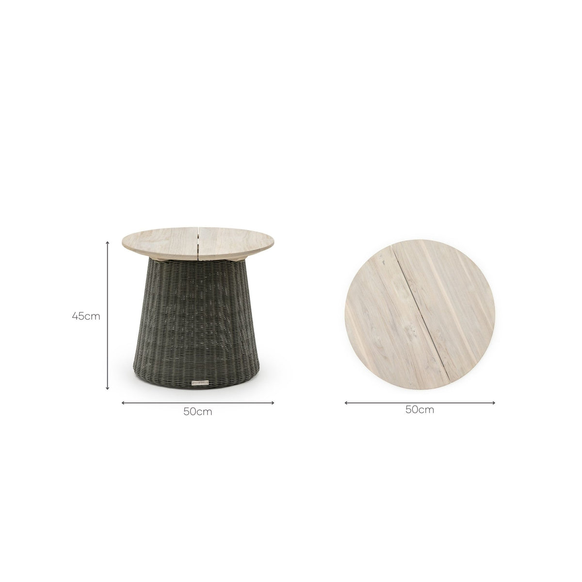 Girona Side Table - Aged Teak & Moss - Side Tables Loom Collection Loom Collection Dubai