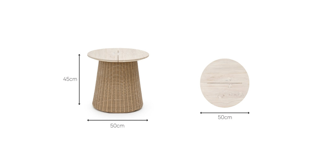 Girona Side Table - Aged Teak & Natural.