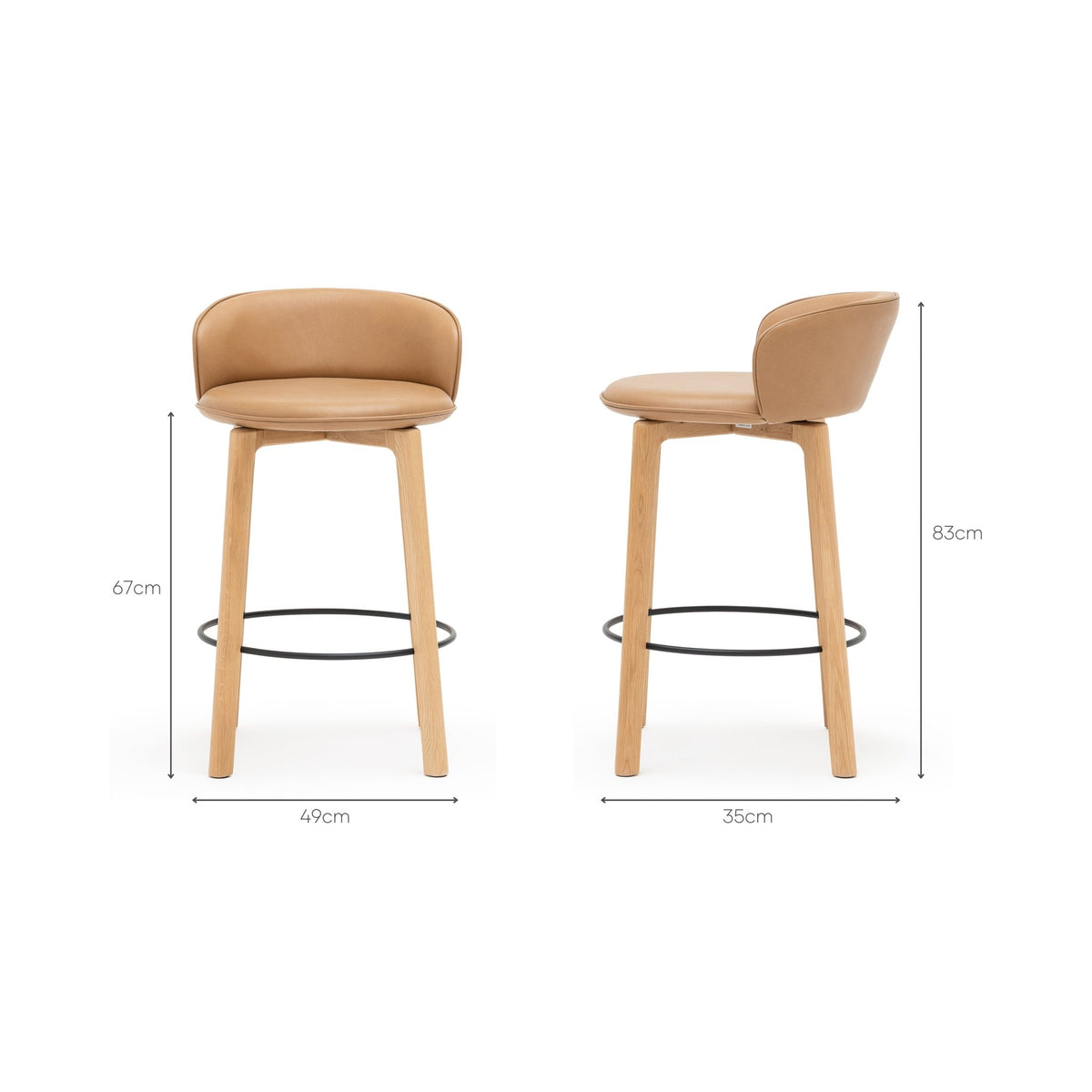 Glide Counter Chair - Light Oak & Pecan Leather