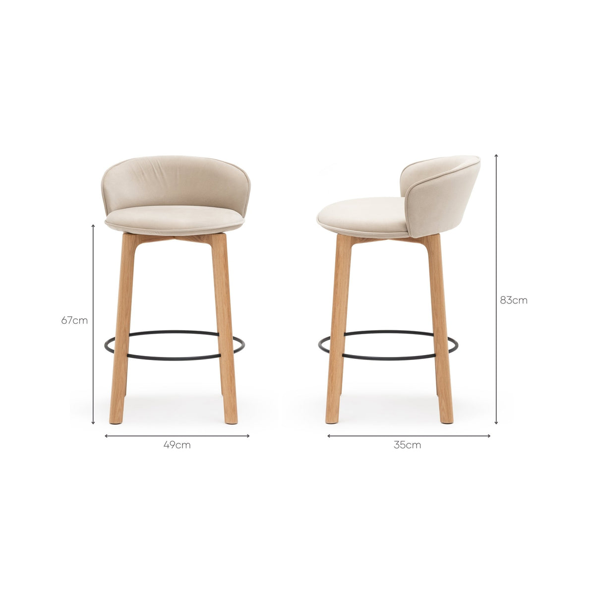 Glide Counter Chair - Light Oak & Ecru