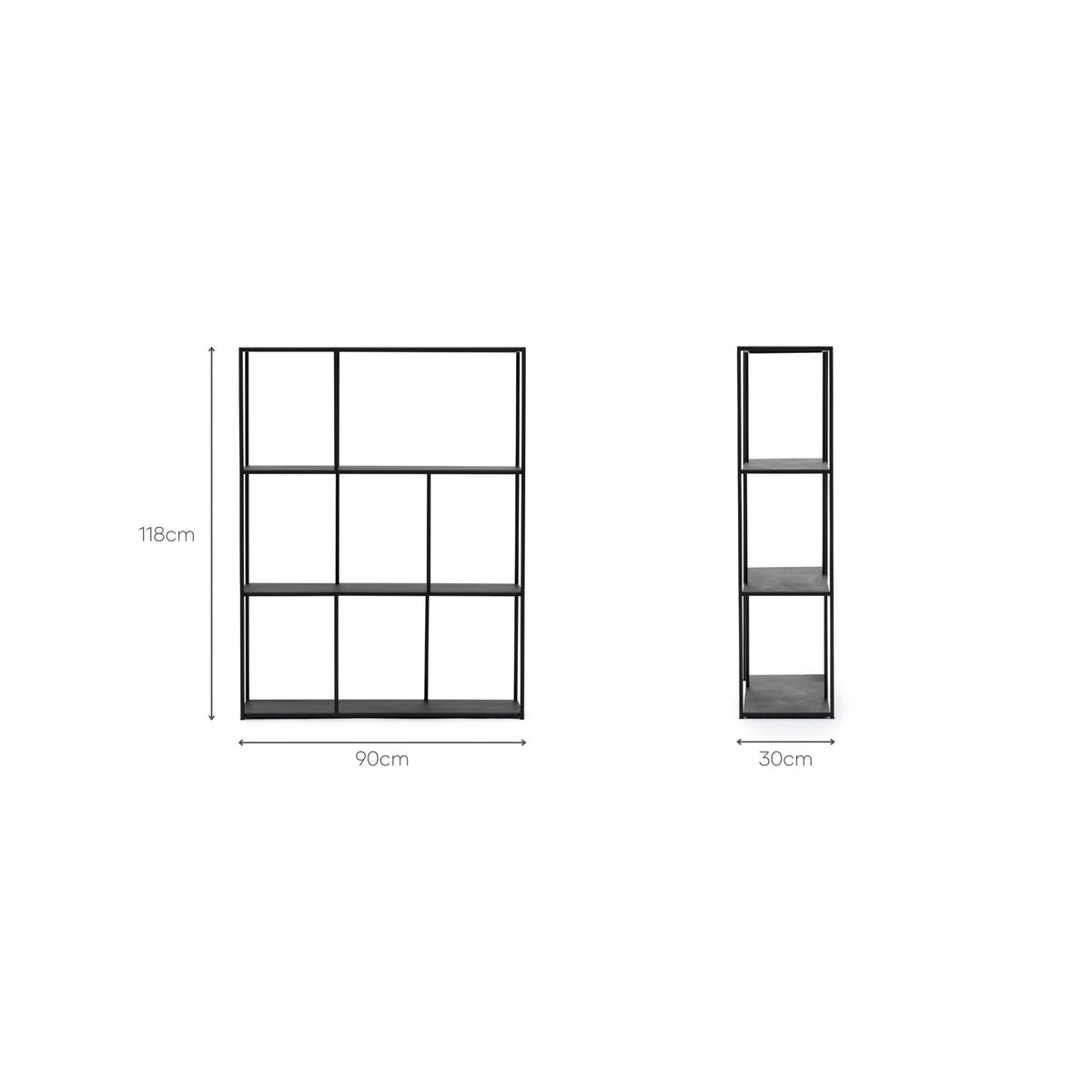 Grillo Shelf Low - Black - Shelving Loom Collection Loom Collection Dubai