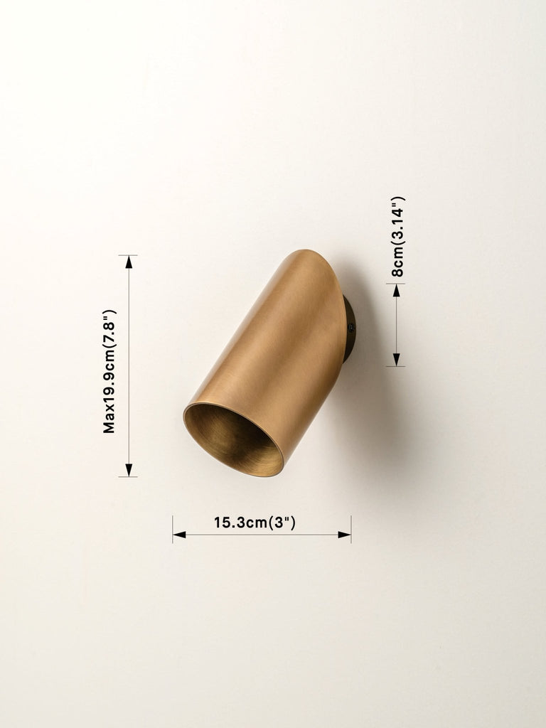 Guilla - Real Brass Angled Cylinder Wall Light.