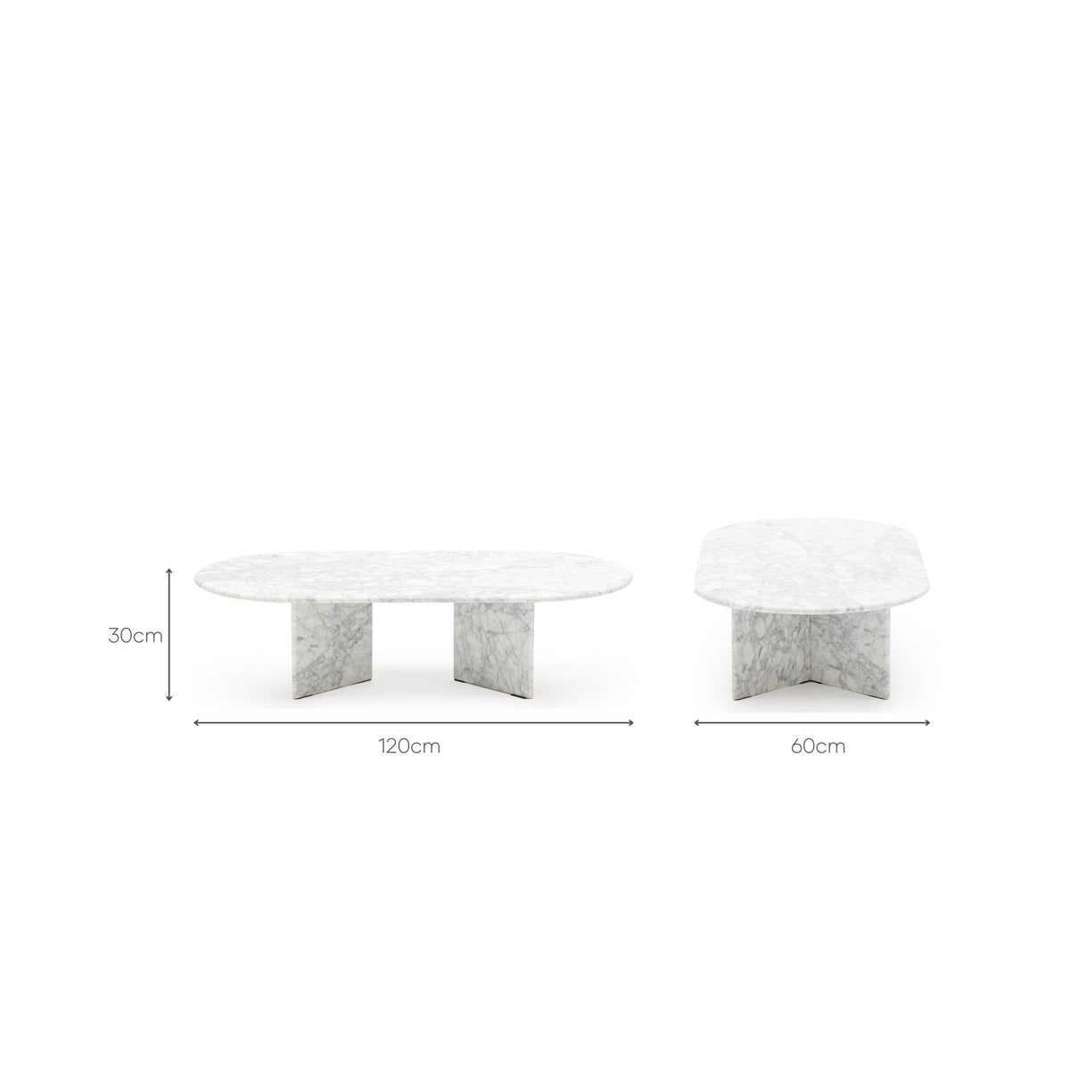 Haven Oval Coffee Table - Carrara Marble