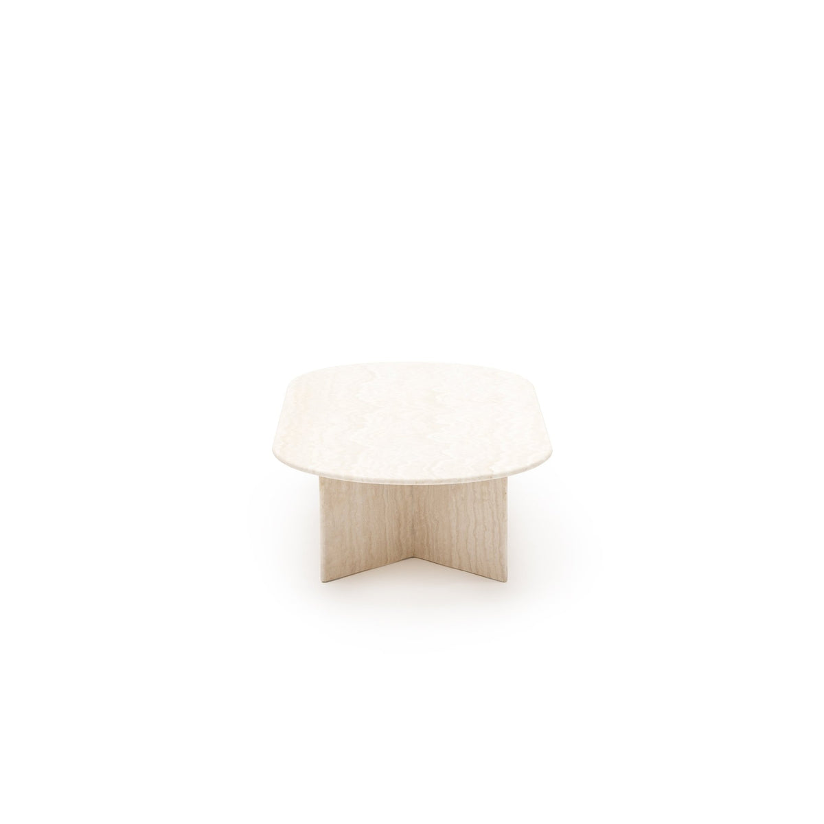 Haven Oval Coffee Table - White Travertine