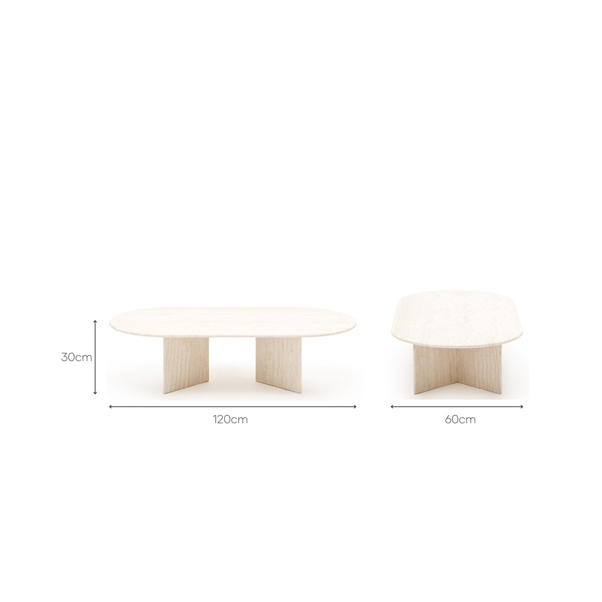 Haven Oval Coffee Table - White Travertine