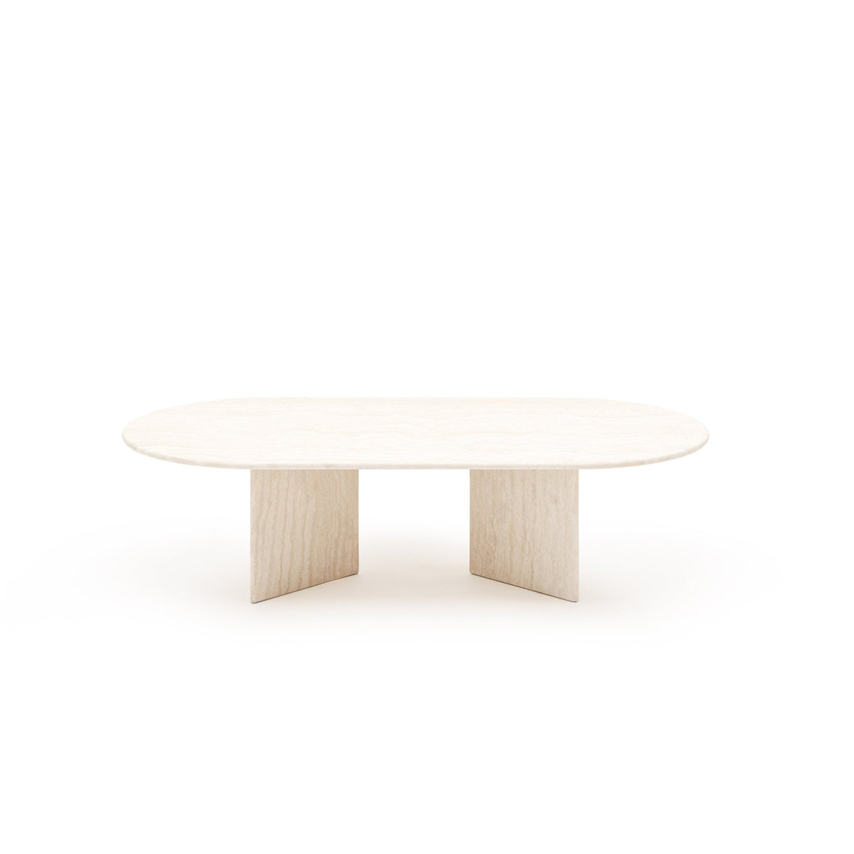 Haven Oval Coffee Table - White Travertine
