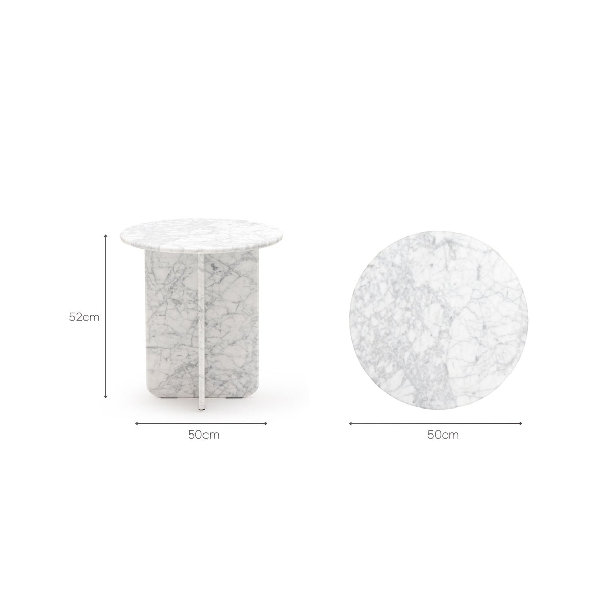 Haven Round Side Table - Carrara Marble - Side Tables Loom Collection Loom Collection Dubai