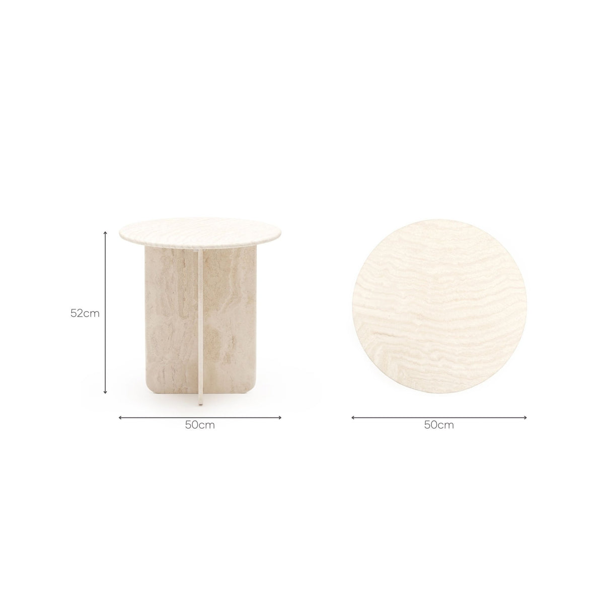 Haven Round Side Table - White Travertine - Side Tables Loom Collection Loom Collection Dubai