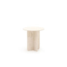 Haven Round Side Table - White Travertine - Side Tables Loom Collection Loom Collection Dubai